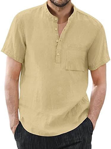 Дългата риза в стил ретро, однотонная суитчър, мъжки широки памучни ризи с джобове, мъжки блузи с къс ръкав, мъжки ризи