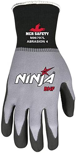 Работни ръкавици MCR Safety Ninja BNF N96797XXL, найлонова обвивка 15 калибър, дланта и върховете на пръстите с покритие от дишаща