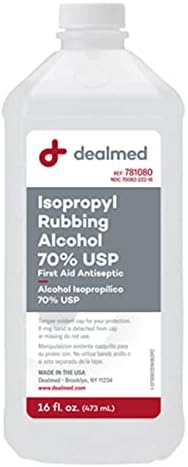 Комплект от изопропилов алкохол за изсушаване и памучни топки Dealmed | 70% USP, Антисептик за първа помощ, 16 унции (1 брой) и памучни