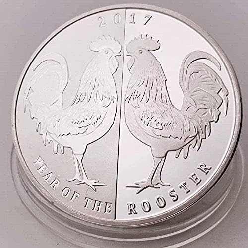 Петно 2017 Зодиакален Любимец на Черно-Бялата Кокошка сребърно покритие Мемориал Медал на са подбрани Монета Занаят Монета Спондж