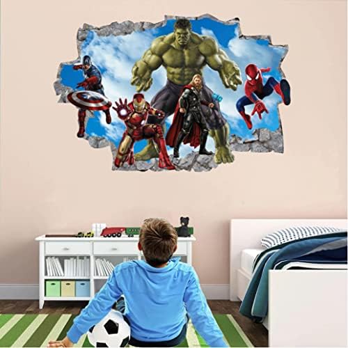 Стикер за стена с Супергерой за деца - Декор на стената с супергерой - Водоустойчив Винил Стенни Картини за стаята на момчетата,