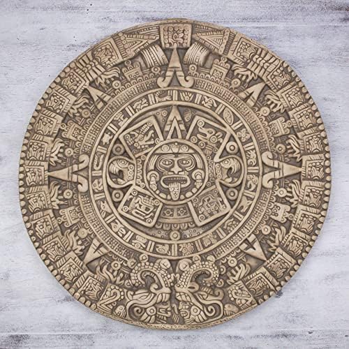 Керамична Плоча с Археологически Адвент-календар NOVICA Brown, Ацтекский Слънчев Камък'