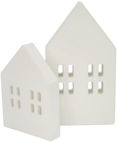 Дървена Табела във формата на къща от Тфориббона, Блок за Означения на Фермерска къща на няколко нива за Декор за тави, 2 (Бял)