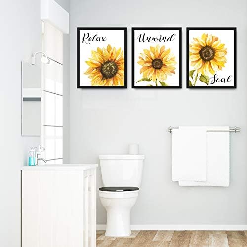 Стенен художествени плакати с образа на слънчоглед - Декор на банята с участието на слънчоглед - Стенен декор С цветен модел За Баня,