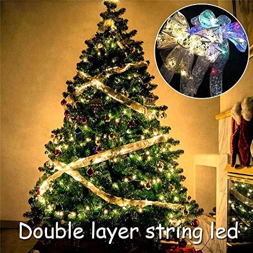 TEAFIRST 5M LED Гирлянди Фея Светлини, Коледни Панделки от Лентата с Декорации за Коледната Елха (Сребриста лента-топъл бял)