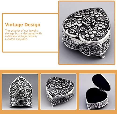 Zerodeko Реколта Метален Ковчег за бижута, Калъф във формата на Сърце за пръстени, Обици, Колиета, Декоративна Кутия За съхранение на