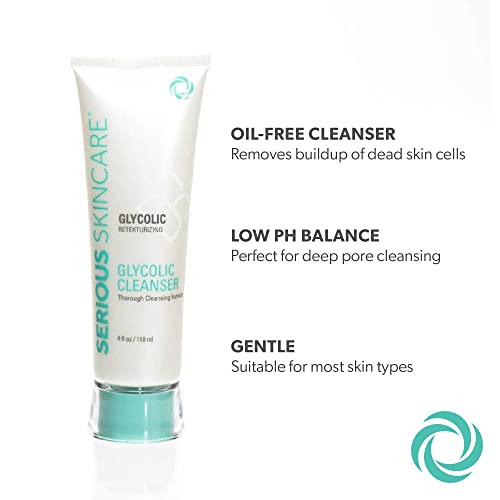 Serious Skincare Почистващо средство без гликолевого масло - Овлажняващ средство за измиване на лицето с гликолова киселина за нормална,
