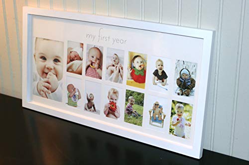 Зелен Полливог | Рамка за първата година от живота на детето | Рамка-Колаж за вашето дете Бял цвят | Фоторамка 12 месеца | Рамка