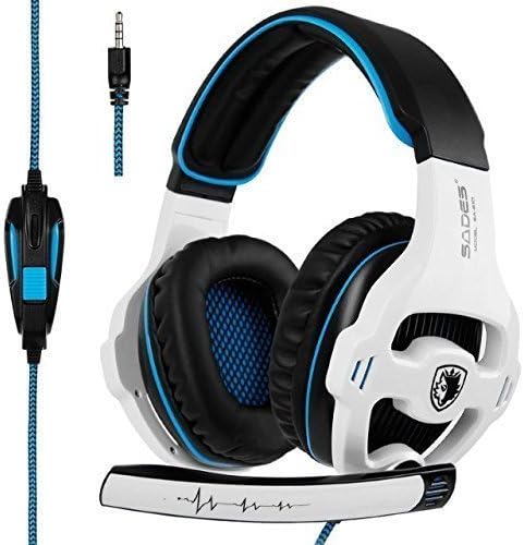 Детска стерео слушалки Sades за PS4, КОМПЮТЪР, контролер за Xbox One, Режийни Слушалки с микрофон с Шумопотискане в Бял цвят (SDSSA810W-HDST)