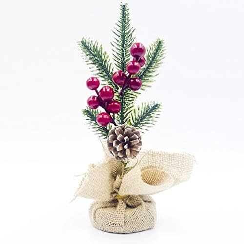 Holibanna 3шт Настолен Мини Коледно Дърво с Украса от Борови Шишарки за работния плот