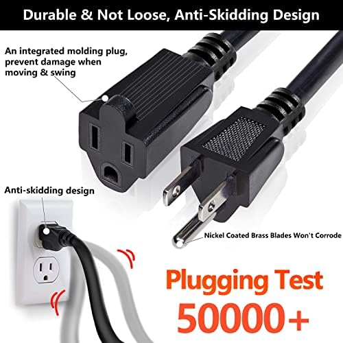 Удлинительный кабел 150 метра черен цвят за улицата – Нов Неклассифицированный Гъвкави Електрически кабел с 3 клипса - 16AWG 13A 1625 W 125