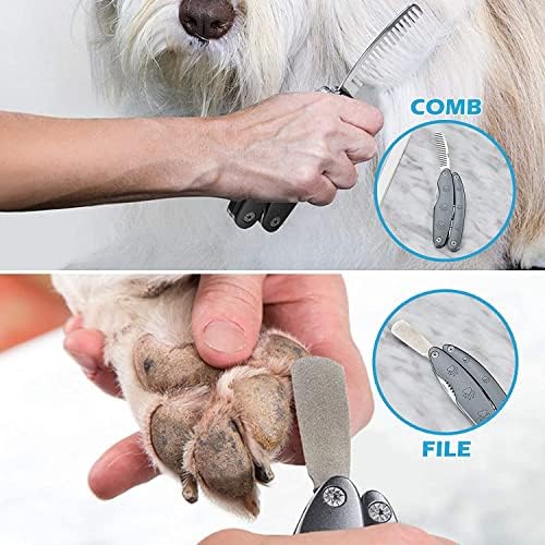 MMHKKL нокторезачки за кучета, модернизирани сгъваеми прибори за нокти за кучета 3 в 1 с противоударен и безплатна скрита пила за нокти, за