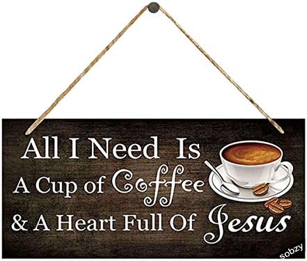 Sobzy Всичко, което ми трябва за Днес, това е Кафе и Исус, Дизайн с Дървена Дъска, Окачена Знак, Християнски Дървени Орнаменти, Религиозни