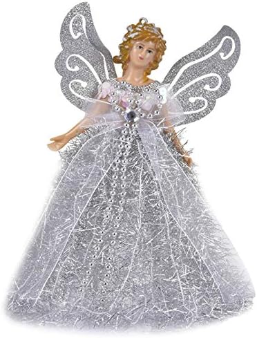 Украса за Коледната Елха FEBUD 2021 Мини-Висулка във формата на Ангел Светеше Рокля, Ангел, Стоящи Кукла-Ангел, Окачване
