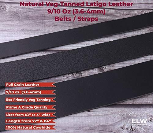 ELW Черна кожа Latigo 9-10 грама (3,6-4 mm) Въжета, портупеи, на Ивици с Ширина 1-3/ 4 инча (4,5 см) Х дължина 72 инча (1,83