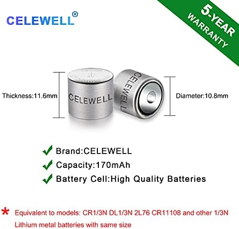 CELEWELL 6 Pack DL1/3N CR1/3N 3V Литиева батерия 170 mah 【Гаранция от 5 години】