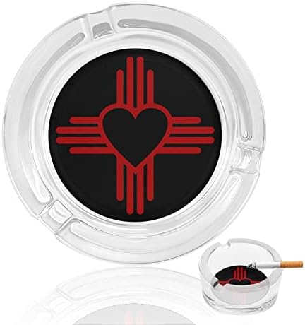 Зия със символа на Сърцето - Флаг на щата Ню Мексико, Стъклен Пепелник За Пушачи, Цигара, Пура, Кръгла Пепелник, Държач, Калъф За