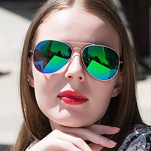 8 Бр. Търговия на едро с Rose Gold Метална Дограма за Цветни Лещи Авиаторски Унисекс Слънчеви Очила за Жени На 100 % Защита от Uv