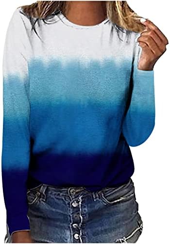 Облекло Памучен Ежедневна Блуза с Дълъг Ръкав и Графичен Дизайн на Тениска за Жени, Есенно-Лятна Тениска с Кръгло Деколте, D2 D2