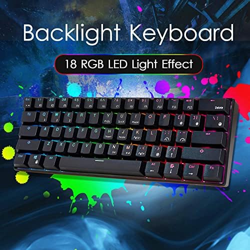 RK61 Жичен 60% Ръчна детска клавиатура с подсветка RGB, Ультракомпактный кафяв ключ с възможност за гореща замяна, бяла (Цвят: черен