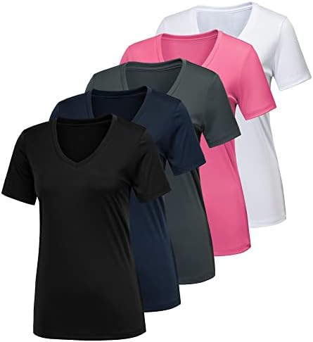 Спортни ризи CE' CERD, 5 Опаковки за жените, бързо съхнещи, Абсорбиращи Влагата, Активни Спортни Дамски Тениски за занимания във фитнеса