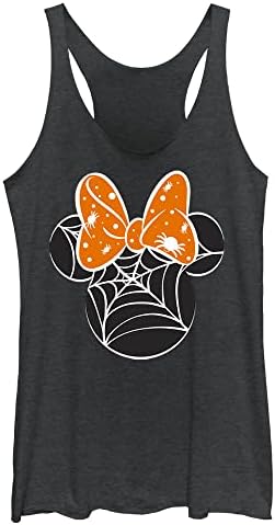 Фланелка с логото на Дисни Women ' s Mickey & Friends Хелоуин Minnie Spider Web Juniors Tri Blend Tank