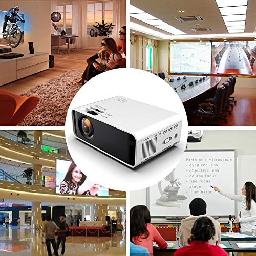 Led Проектор ASHATA, Проектор за домашно кино 50000Stunden HD Bluetooth,Преносим led Проектор за домашно кино 1280x720 USB за Android 110-240 v (Бял)