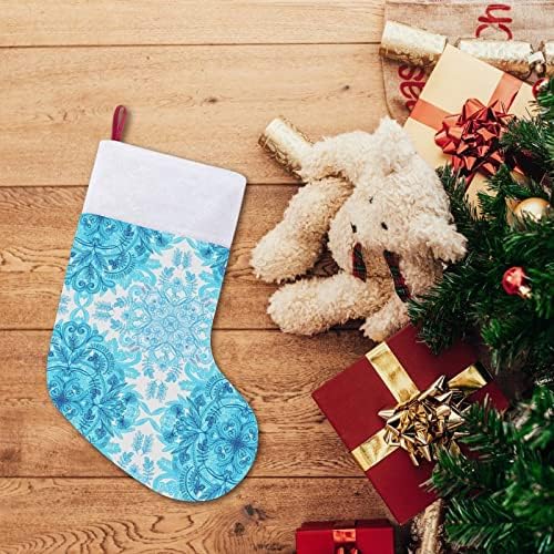 Бохо Синьо Цвете Коледна Окачен Отглеждане на Сладък Дядо Чорап за Коледно Декориране на Подаръци