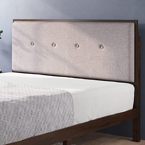 Рамка на легло-платформа ZINUS Moiz от дърво с регулируем мек таблата / Легло от масивно дърво / Стълб от дървени талпи / Пружинен