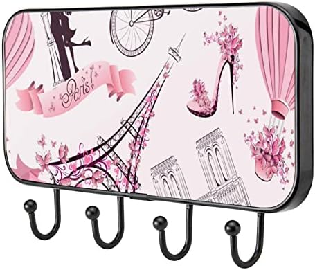 Стенен Куки GUEROTKR,Висящи на Куки, Лепкава, Куки за Окачване, Розово Модел на Париж-Айфеловата Кула