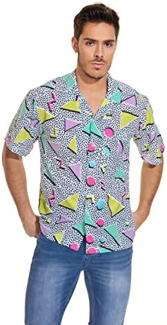 MIAIULIA 80s Мъжки Ризи 90s Ризи с копчета за Мъже В Фънки Хавайска Риза Плажни Ризи Memphis Мъжки Дрехи 80s