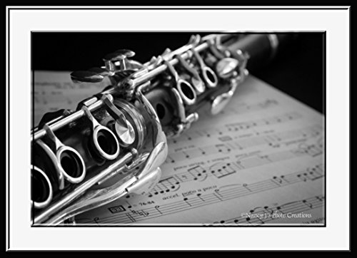Снимка с Кларнетом, Уникален Подарък за един Музикант или Любител на музиката, Черно-бяло Фото Разпечатки Без Рамка, Монтиране