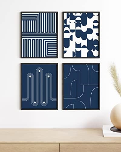 Комплект за декора на стените в стил абстрактното изкуство HAUS AND HUES от 4 теми - Абстрактното изкуство, Синьо Изкуство, Син