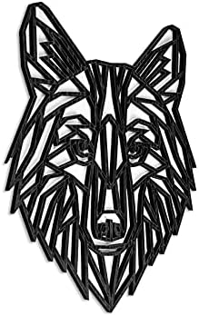 Декор на стените под формата на неопознанного геометрични Дървена Вълк, дървени стикери за стена – С изображение на Вълк от черен дъб,