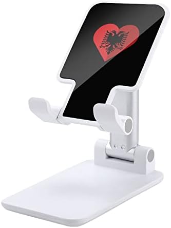 Албания Плосък Флаг във формата на Сърце Поставка за Мобилен телефон за Маса Сгъваема Притежателя на Телефона Регулируема По Височина Ъгъл