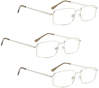 LUR 3 опаковки на метални очила за четене + 3 опаковки очила за четене в полукръгла рамка (общо 6 двойки ридеров + 1,75)