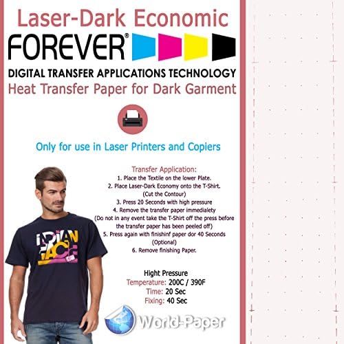 Лазерен принтер за Термотрансферен печат на хартия за тениски Forever Laser-Dark Economy (8,5 x 11, Златен (50 листа))