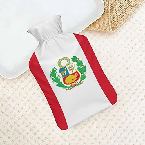 Бутилка за Гореща Вода с познат на перуанската Флага, Скъпа Гума Чанта за Топла Вода с Капак за Облекчаване на Болката, Горещ