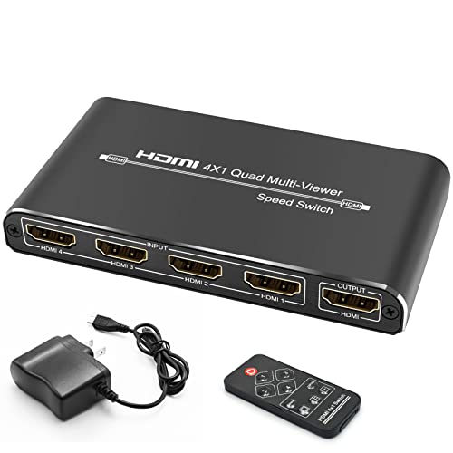 Togohop HDMI Превключвател, за да видите 4x1, 4K, HDMI Quad Multi-Viewer, Безшевни Ключ 4 в 1 Изход, HDMI Конвертор, Разделен Екран с IR
