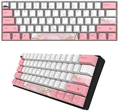Механична Клавиатура ZMX Жични клавиатура Sakura 60% Outemu с възможност за гореща замяна, Cherry Blossom Mini 61 KeysSakura Лиофилизирани
