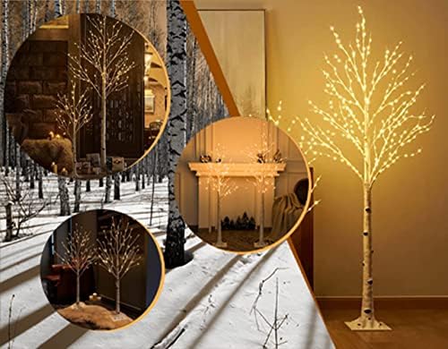 Осветени Бреза Дърво, Предварително Зажженная Коледно Дърво с Топли Бели Светодиодни Лампи за Дома, Сватба J-24V3W 0