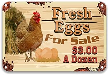 Bcolorfu Продава пресни яйца за $3 Дузина Реколта Лидице Знак боядисани Стени за Баня Декор на фермерска къща Ретро Декор 8X12 Метална