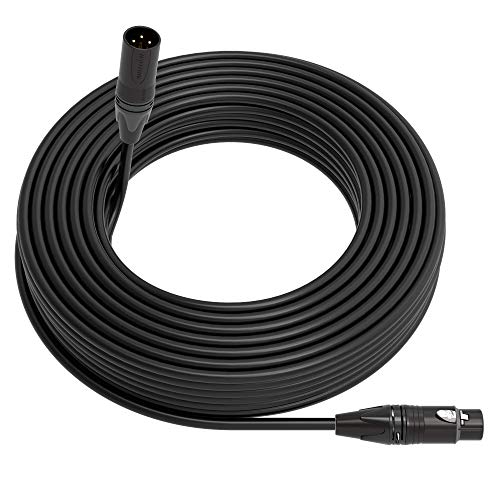 Mogami 2534 Професионален Четириядрен Студиен Микрофон, кабел | Plug XLR 3-пинов към штекеру XLR 3 щифта | Neutrik Gold | 150 фута | Черен | Сглобена в САЩ