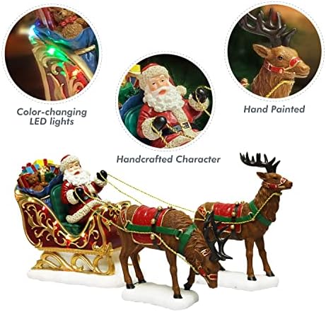 Коледен декор Моменти на Дядо коледа, катающийся на шейна с елени, Коледен Декор плотове с led подсветка - Работи на батерии