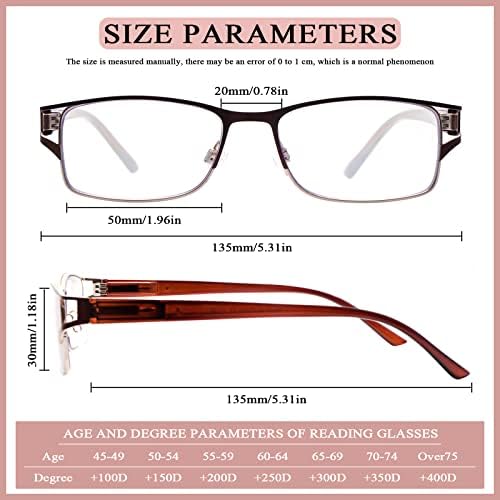 MAEOWN, 3 опаковки Очила за четене за жени, Модни Синя Светозащитная Метална Дограма За Четене, Леки Очила за четене на