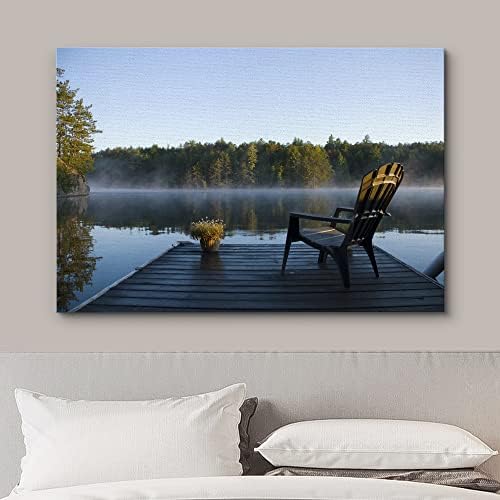 wall26 Печат върху платно Монтиране на изкуството и Изглед към езерото на разсъмване Природата е Снимка дивата природа Реализъм Живописен