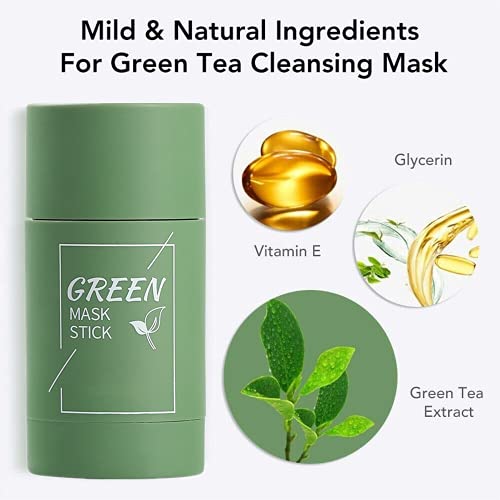 2 Бр Маска-стик от зелен чай, Средство за премахване на черни точки с екстракт от зелен чай, Зелена Маска-Стик за Овлажняване