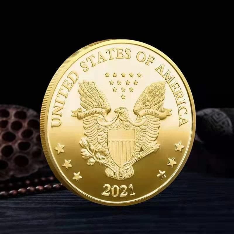 2021 Портрет на Президента на САЩ Байдън Цветен печат Триизмерен Релеф Възпоменателна монета Златна монета Вызовная монета (Сребро)