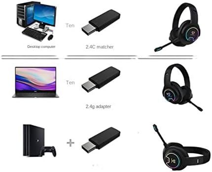 SAXTZDS 2.4 G Детска Игрална Слушалките С шумопотискане Слушалки Безжична Bluetooth Светещ RGB Компютърна Игрална слушалки PS5