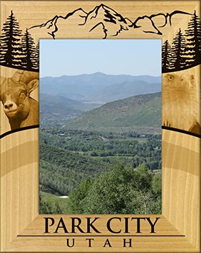Спомен от Седловой планината Парк Сити, щата Юта, Портрет в Дървена Рамка с Лазерно Гравиране (4 x 6)